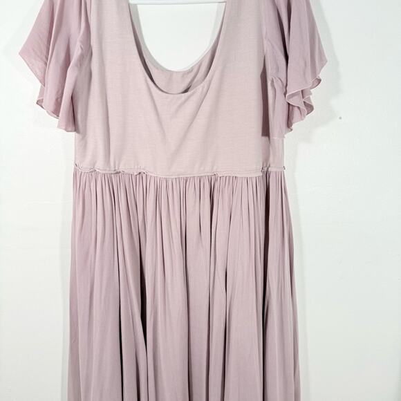 Renee Loves Frances Mauve Goddess Short Sleeve Midi Dress Size Large - Picture 7 of 14